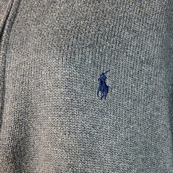Polo By Ralph Lauren Mens Quarter Zip Cotton Sweater Gray Large - Picture 5 of 7
